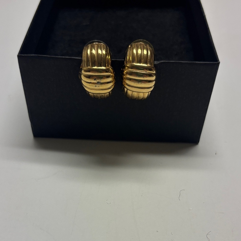 Vintage Nina Ricci double ribbed half hoop earrings